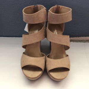 Beige wedge shoes size 6